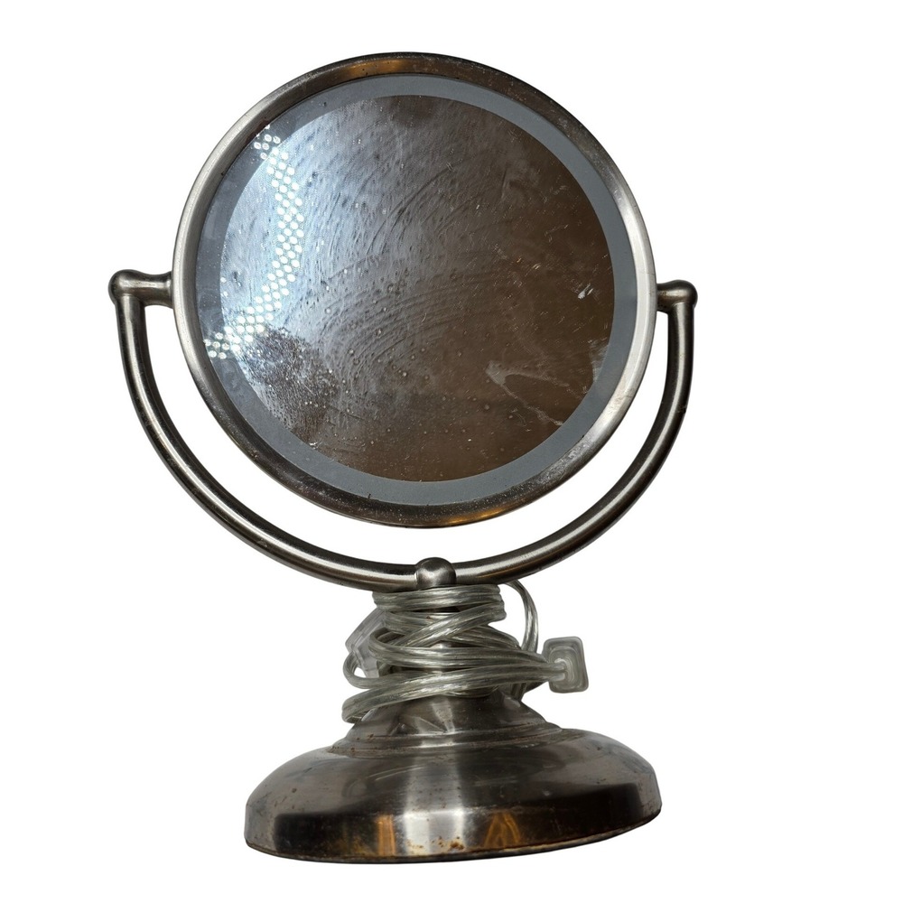 Conair BE121 Lighted Vanity Mirror Brushed Nickel‎ Double Sided Swivel Tabletop